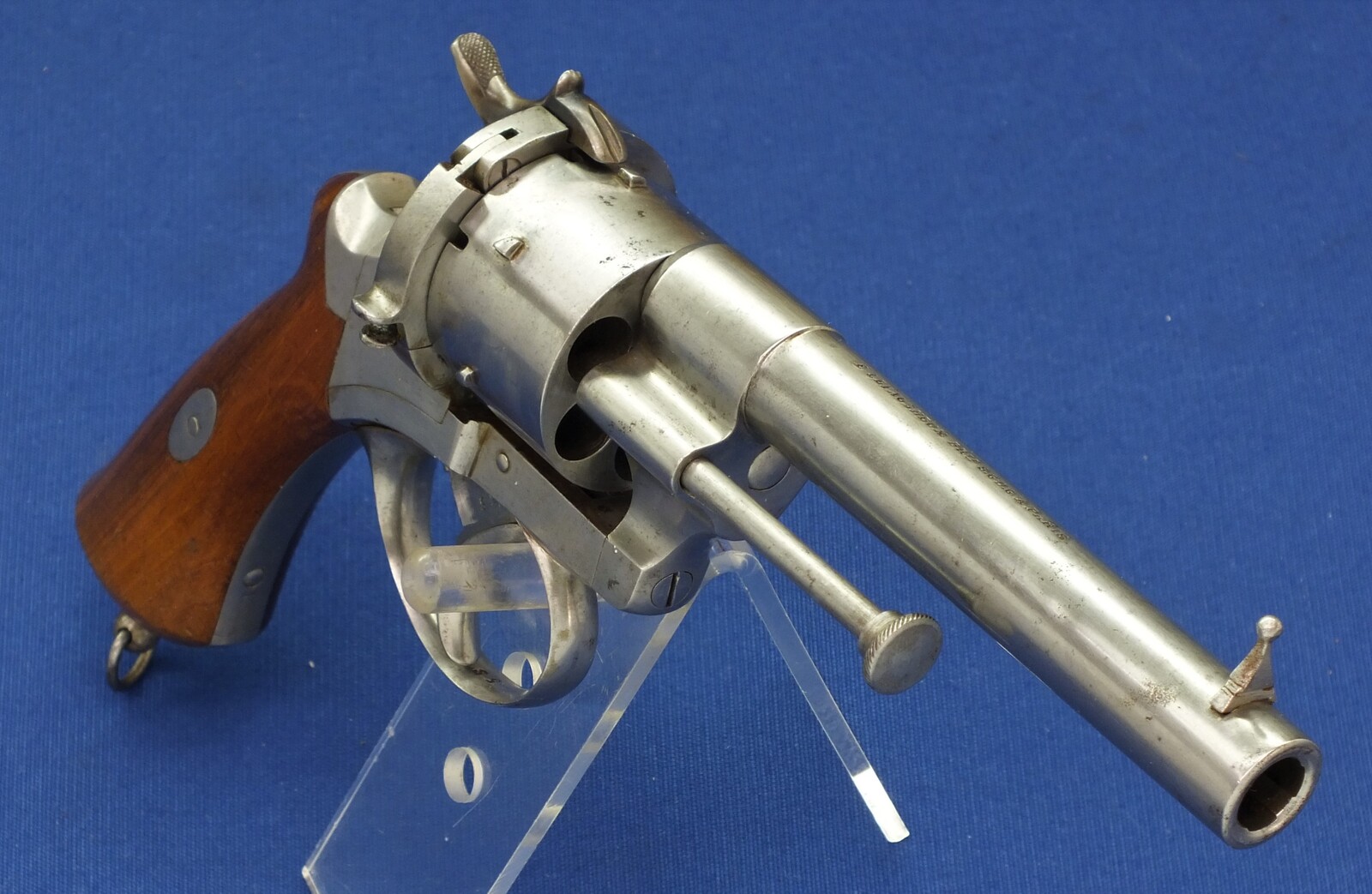 A very nice antique French Triple Action Pinfire Revolver Lefaucheux Model 1862, signed 