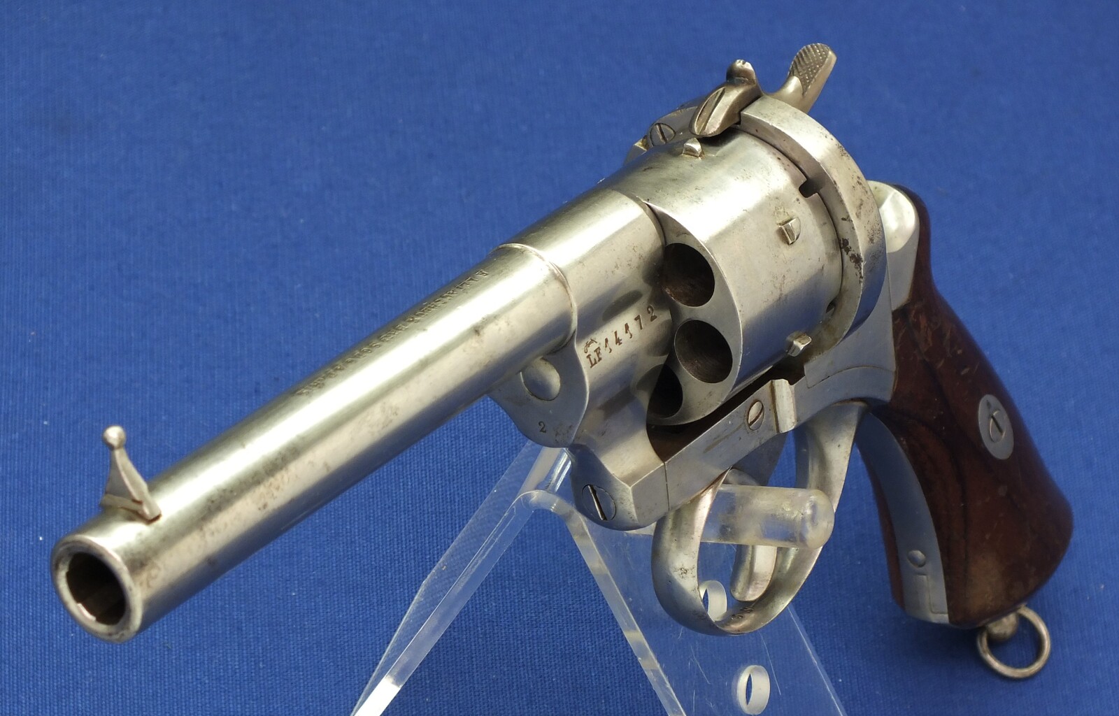 A very nice antique French Triple Action Pinfire Revolver Lefaucheux Model 1862, signed 