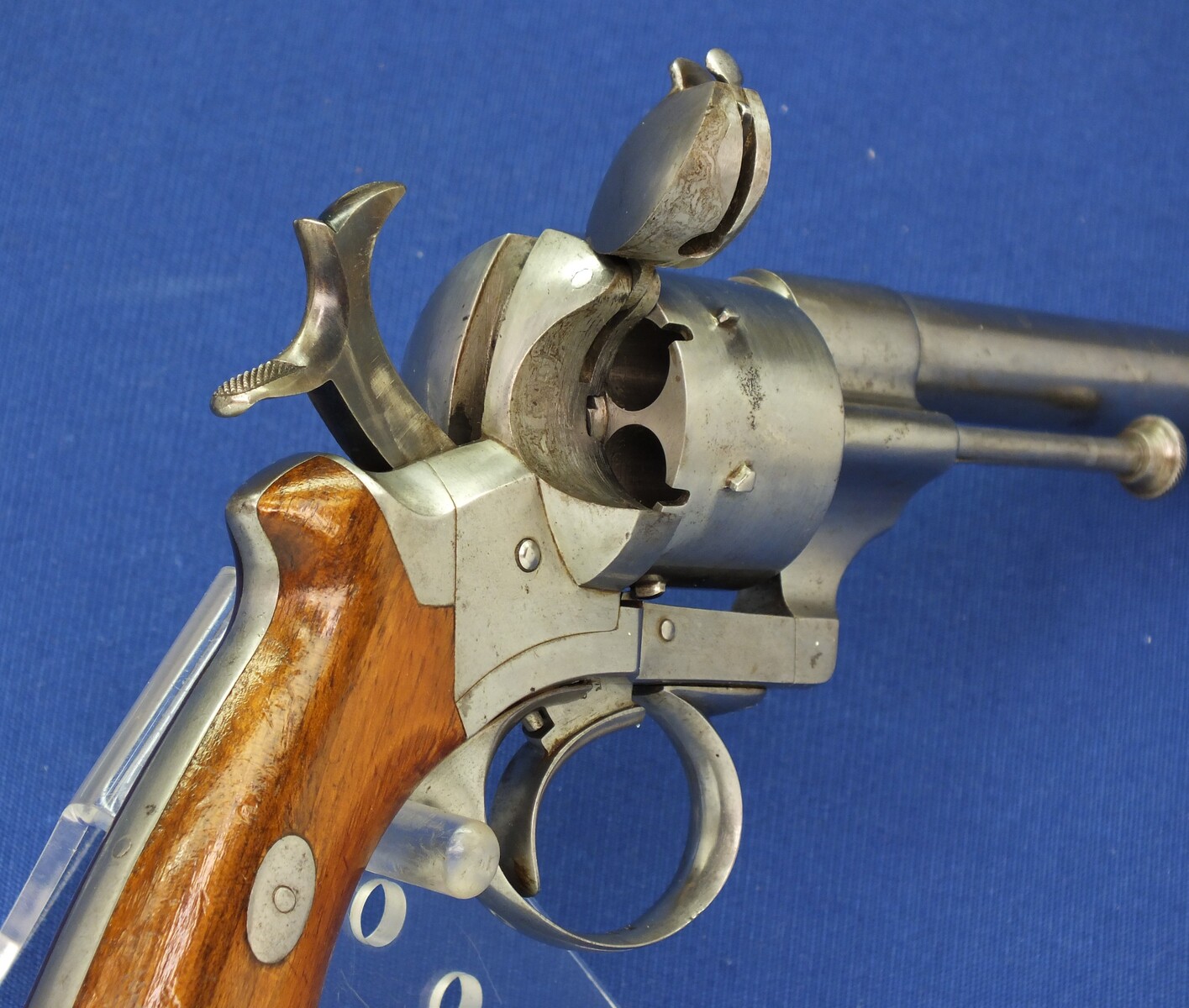 A very nice antique French Triple Action Pinfire Revolver Lefaucheux Model 1862, signed 