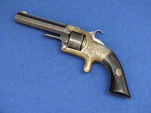 A very nice antique Liege made Engraved Smith&Wesson No1 first Issue model 22 short Rimfire 7 shot Revolver by Coquilhat Aimé. In very good condition. 