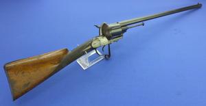 A very nice Antique Spanish large caliber pinfire smoothbore revolving rifle. Signed: FA. DE CHRISTOVAL EGHANIZ EIBAR.Lenght 105 cm 15 mm caliber. In very good condition. Price 2.150,- euro