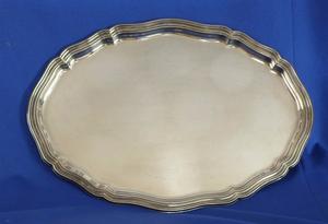 A very nice Oval German Silver Salver, diameter 47 cm, marked ALPACCA. Price 150 euro, reduced to 125 euro