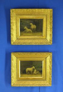 A very nice Pair of 19th Century antique Paintings on oak panels with Sheeps, by O.Dubosquet. Price 950 euro