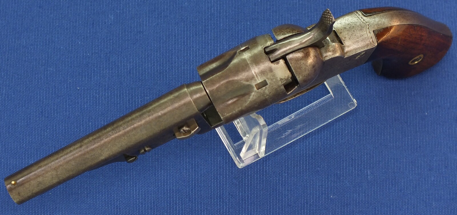 American Bacon Mfg. Co. Second model Pocket 5 shot percussion Revolver. 31 Caliber, 4 inch barrel. Only 3000 made. Length 24,5cm. In very good condition. Price 1.250 euro.