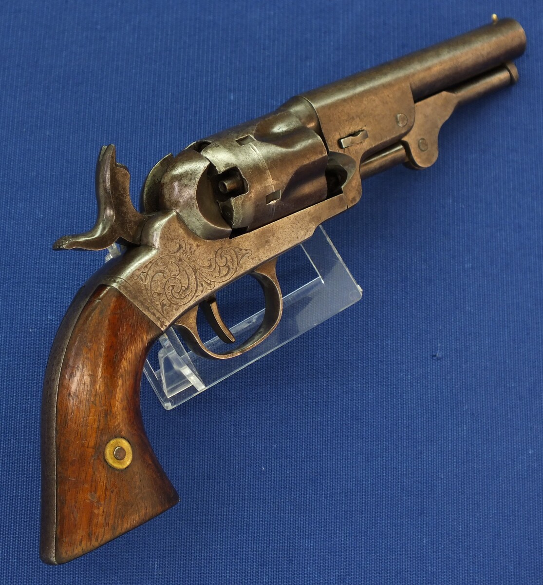 American Bacon Mfg. Co. Second model Pocket 5 shot percussion Revolver. 31 Caliber, 4 inch barrel. Only 3000 made. Length 24,5cm. In very good condition. Price 1.250 euro.