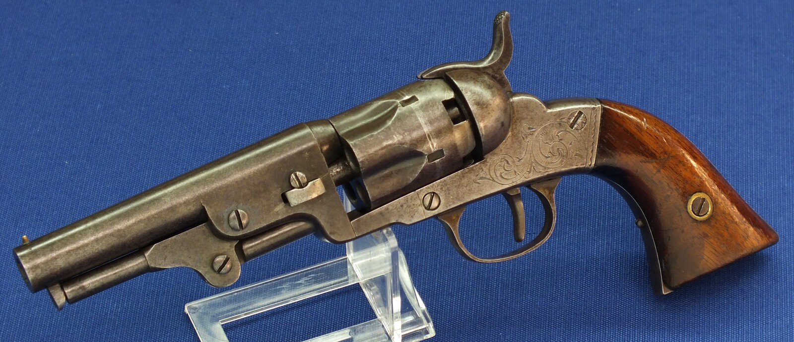 American Bacon Mfg. Co. Second model Pocket 5 shot percussion Revolver. 31 Caliber, 4 inch barrel. Only 3000 made. Length 24,5cm. In very good condition. Price 1.250 euro.