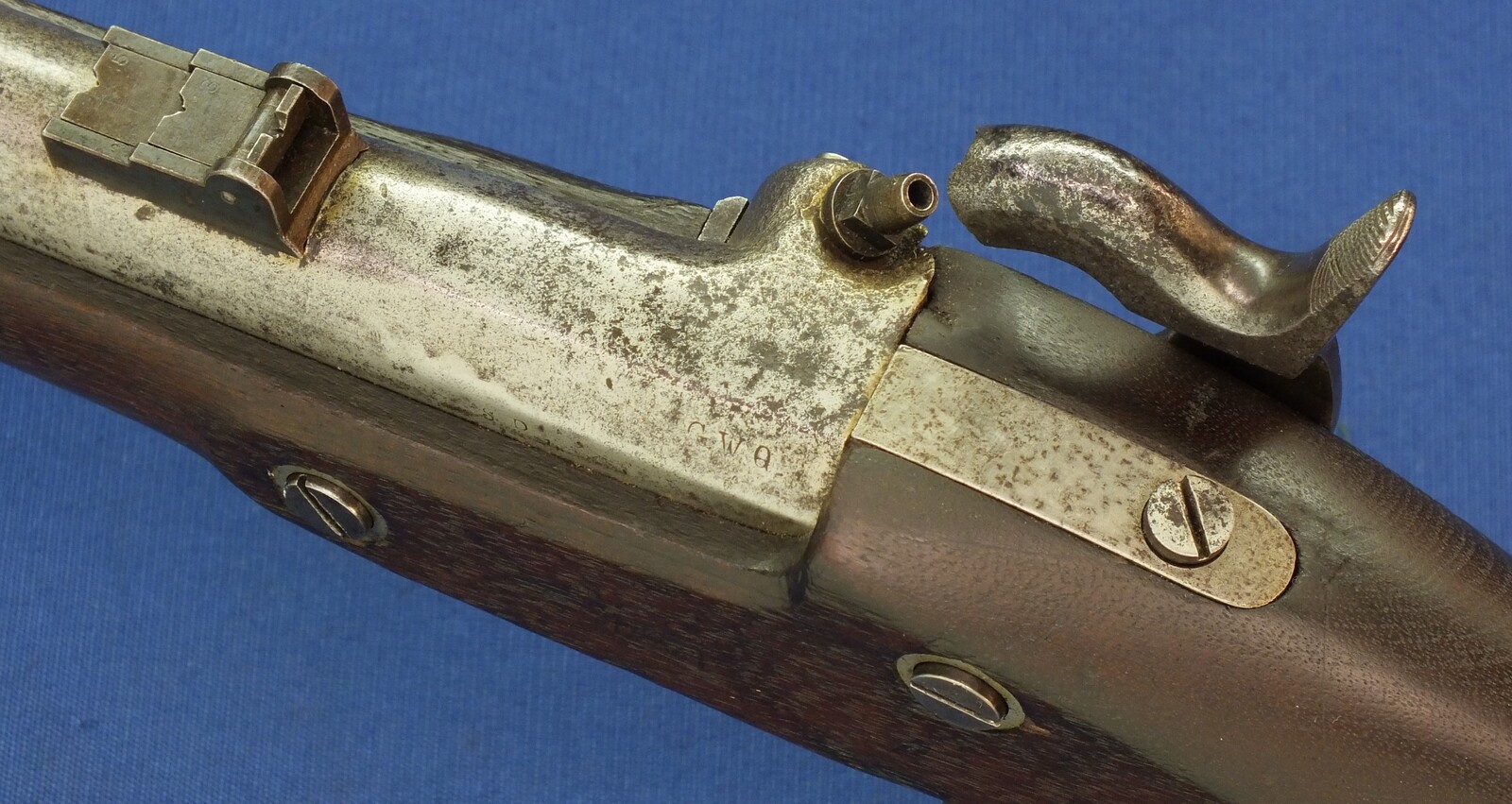 American Civil War US Model 1861 Percussion Rifle-Musket by WILLIAM MUIR & Co WINDSOR LOCKS. CT. Dated 1863. with bayonet. 58 Caliber, 40 inch barrel. Length 142cm. In good/very good condition.