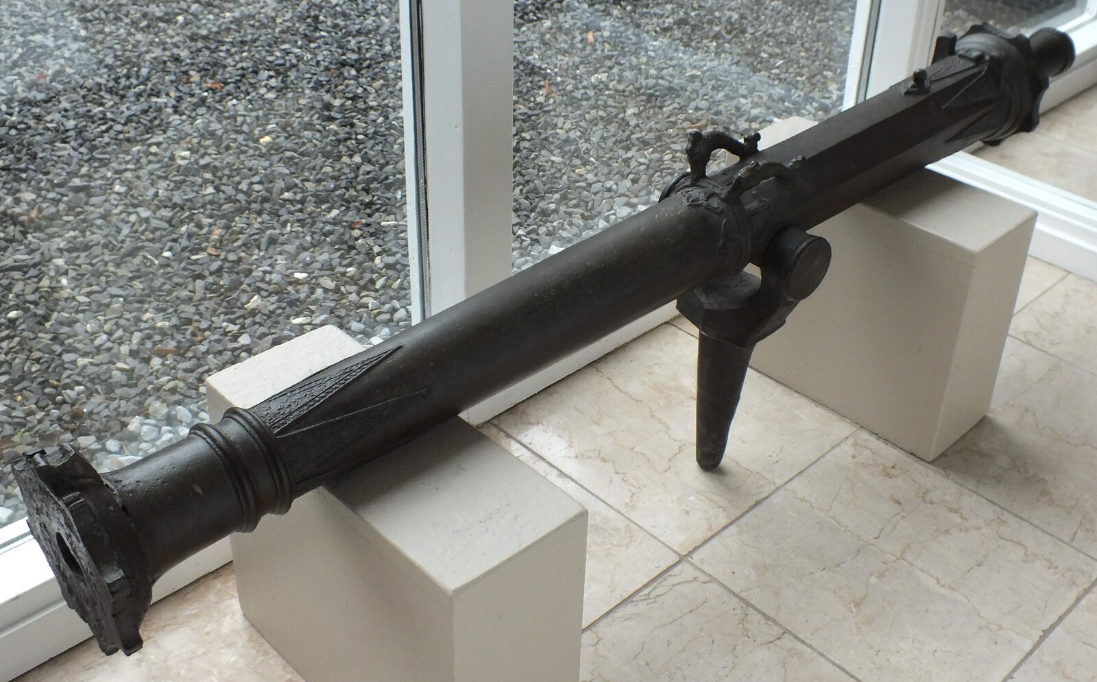 An Antique 18th Century Bronze Indonesian Lantaka Cannon, caliber 35 mm, length 130 cm, in very good condition. Price 2.450,- euro