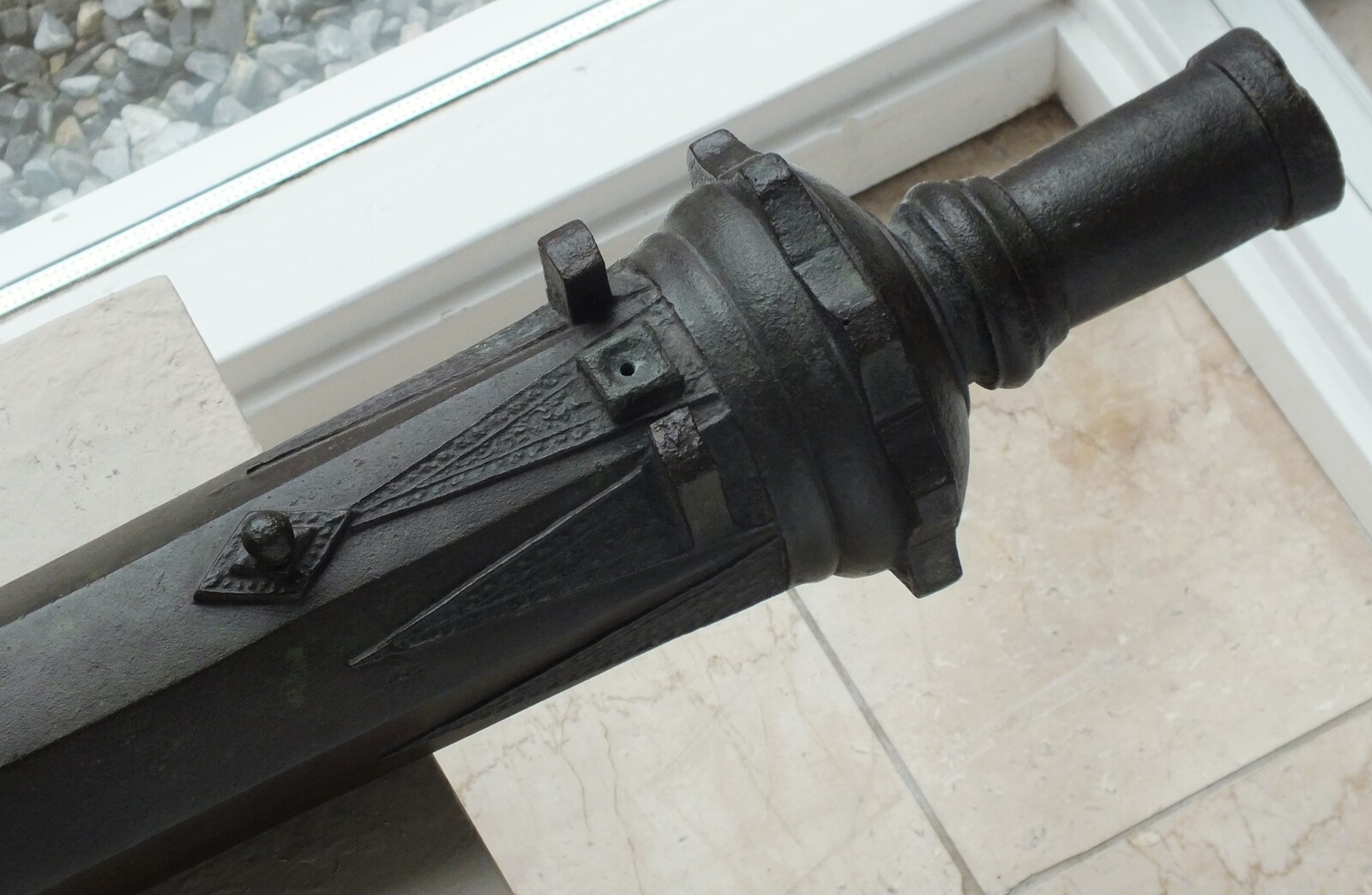 An Antique 18th Century Bronze Indonesian Lantaka Cannon, caliber 35 mm, length 130 cm, in very good condition. Price 2.450,- euro