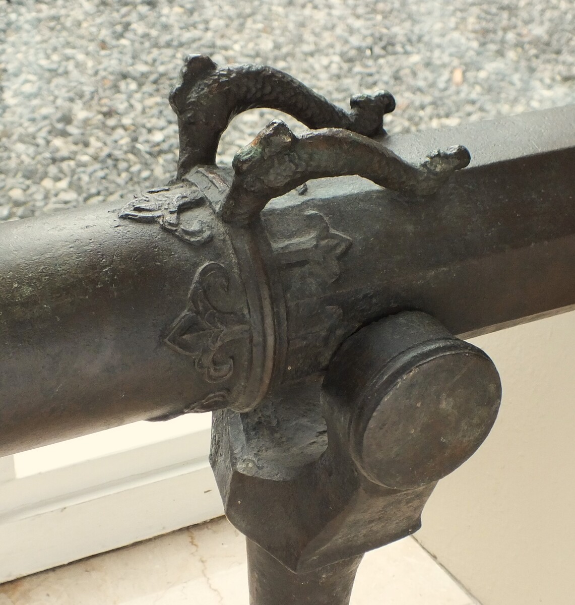 An Antique 18th Century Bronze Indonesian Lantaka Cannon, caliber 35 mm, length 130 cm, in very good condition. Price 2.450,- euro