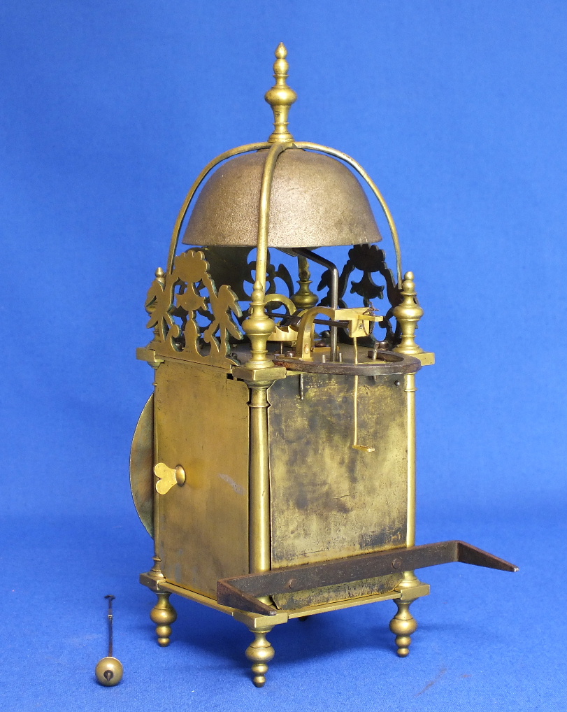 An Antique 18th century miniature French Lantern clock by De Saint Blimond a Paris. Height 26 cm. Price 5.000 euro