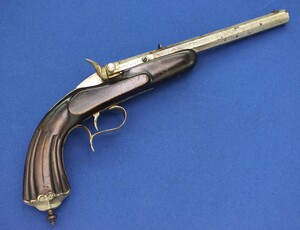 An antique 19th century French Flobert Target Pistol, caliber 6 mm, length 41 cm, in very good condition. Price 775 euro