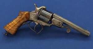 An antique 19th century French single and double action 6 shot Pinfire Revolver System Javelle signed 