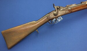 An antique 19th century Spanish Berdan Model 1857-1867 breech-loading Short Rifle. Caliber 15x41R. Length 123cm. In very good condition.