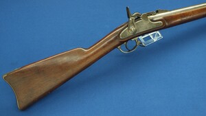 An antique American Breech loading Miller Model 1861 Conversion Rifle-Musket by Parkers' Snow & Co Meriden Conn. Caliber 58 Rimfire. 31,5 inch barrel. Length 123cm. In very good condition. Price 1.650 euro.
