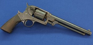 An antique American Civil War Starr Arms Co Single Action Model 1863 Army 6 shot percussion Revolver. 44 Caliber. Length 37,5cm. In good/very good condition.