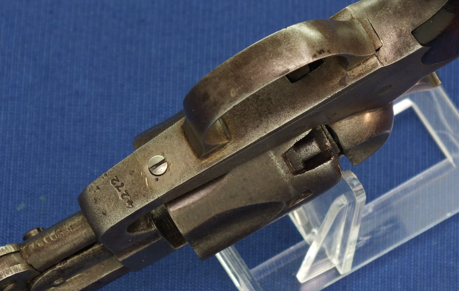 An antique American Civil War W.W. Marston / The Union Arms Co 4th type 5 shot Pocket percussion Revolver. 4 1/4 inch octagon barrel. Caliber 31. Length 25cm. In very good condition. 
