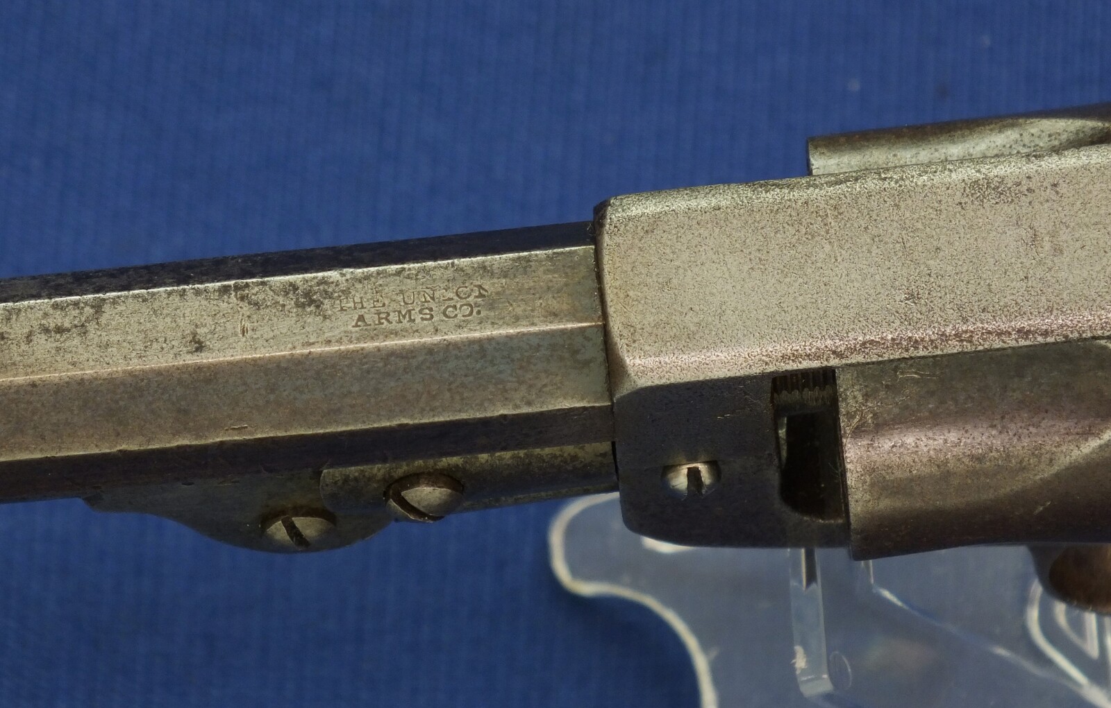 An antique American Civil War W.W. Marston / The Union Arms Co 4th type 5 shot Pocket percussion Revolver. 4 1/4 inch octagon barrel. Caliber 31. Length 25cm. In very good condition. 
