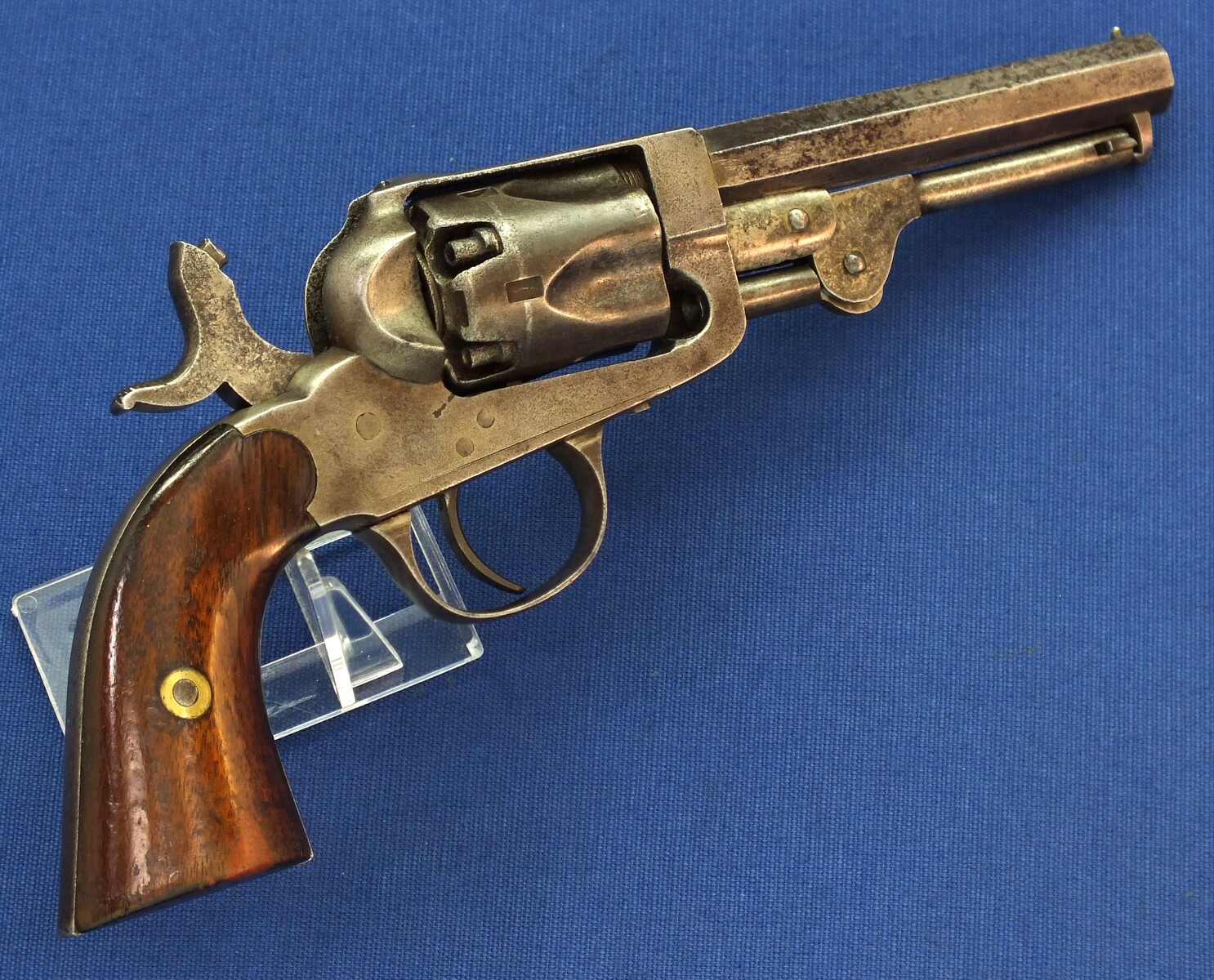 An antique American Civil War W.W. Marston / The Union Arms Co 4th type 5 shot Pocket percussion Revolver. 4 1/4 inch octagon barrel. Caliber 31. Length 25cm. In very good condition. 