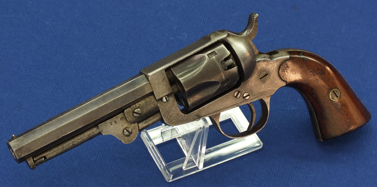 An antique American Civil War W.W. Marston / The Union Arms Co 4th type 5 shot Pocket percussion Revolver. 4 1/4 inch octagon barrel. Caliber 31. Length 25cm. In very good condition. 