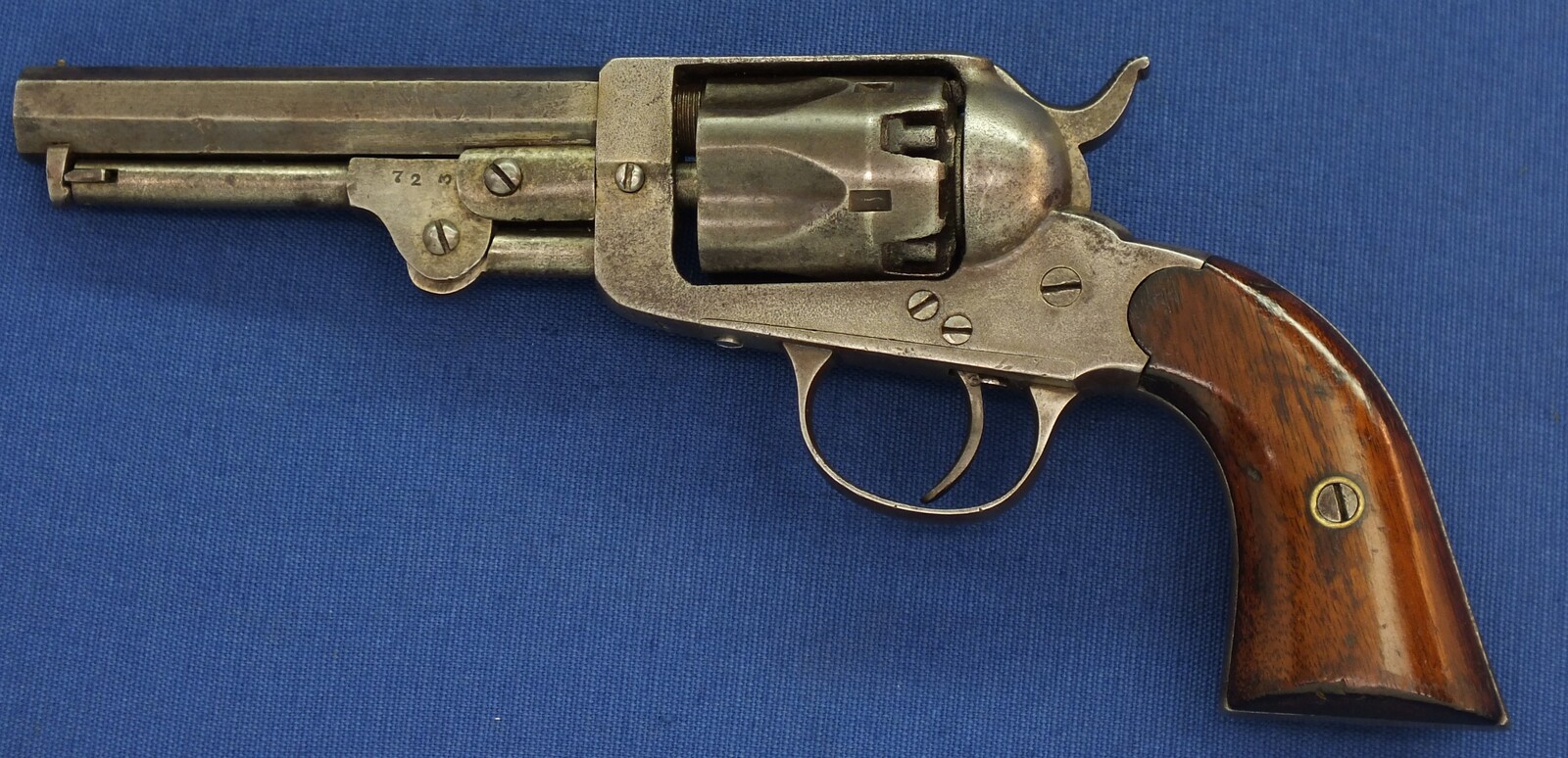 An antique American Civil War W.W. Marston / The Union Arms Co 4th type 5 shot Pocket percussion Revolver. 4 1/4 inch octagon barrel. Caliber 31. Length 25cm. In very good condition. 