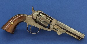 An antique American Civil War W.W. Marston / The Union Arms Co 4th type 5 shot Pocket percussion Revolver. 4 1/4 inch octagon barrel. Caliber 31. Length 25cm. In very good condition. Price 950 euro.