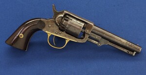 An antique American Civil War W.W. Marston / Western Arms Co 7th type 6 shot Pocket percussion Revolver. 4,5 inch round barrel. Caliber 31. Length 25cm. In very good condition. Price 1.050 euro.