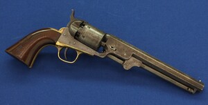 An antique American Colt Model 1851 Navy 6 shot Percussion Revolver, .36 caliber, 7 1/2 inch barrel with New York address, single action. In very good condition. 