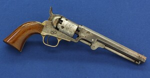 An antique American early Colt Pocket 1849 5 shot percussion revolver with two line New York address and small trigger-guard, .31 caliber, 