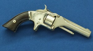 An antique American Smith & Wesson No1 second issue 7 shot rimfire Revolver. Caliber 22 short. Length 19cm. In very good condition. Price 850 euro