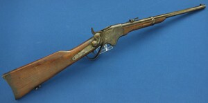 An antique American Spencer Repeating Carbine Model 1865 by Burnside Rifle Co. Caliber 50 Rimfire, 20 inch barrel. Length 94cm In very good condition. Price 2.350 euro.