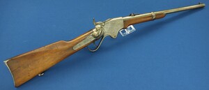 An antique American Spencer Repeating Carbine Model 1865 with Stabler Cut-Off. Caliber .50 Rimfire, 20 inch barrel. Length 95cm. In very good condition. Price 2.500 euro.