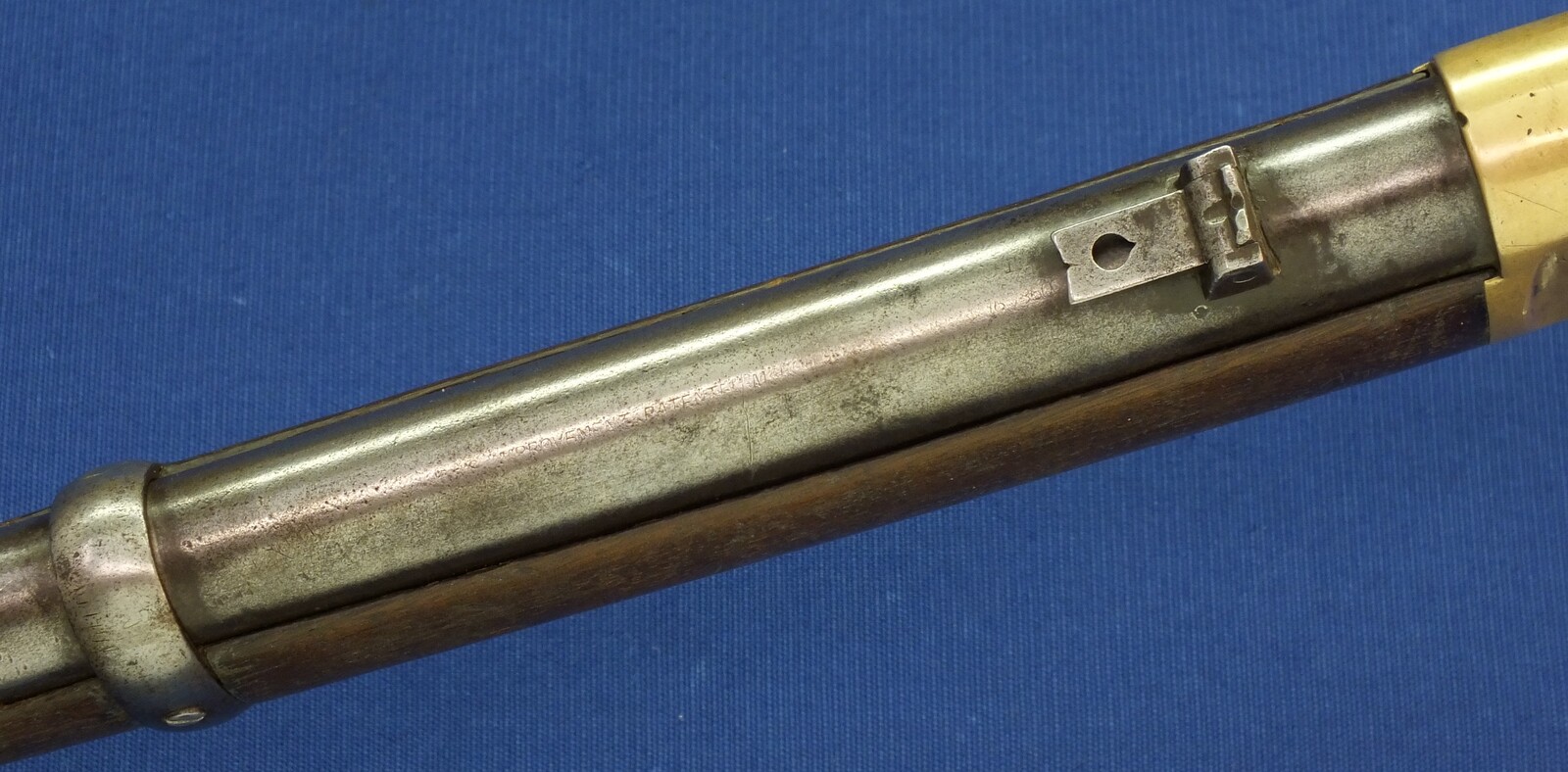 An antique American Winchester Model 1866 Yellow Boy Saddle Ring Carbine. Caliber 44 Henry Centerfire. 20 inch barrel. Length 100cm. In very good condition.