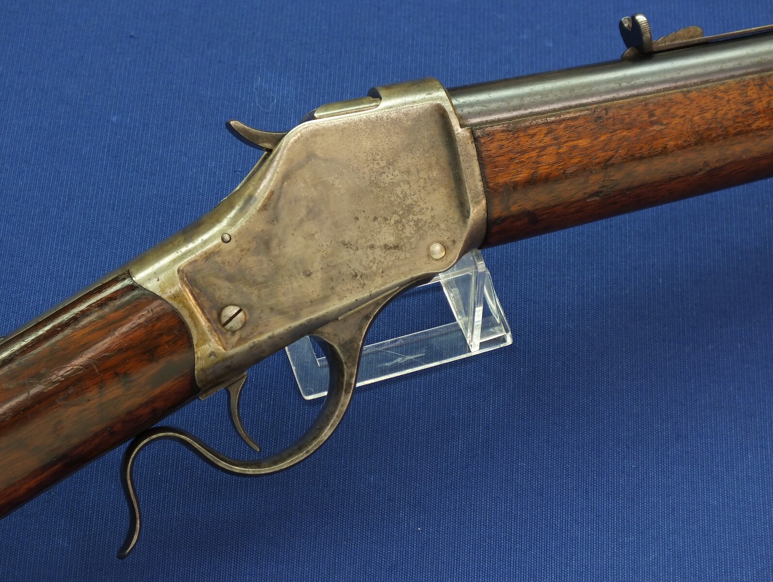 An antique American Winchester Model 1885 High Wall Single Shot Rifle. Caliber 50-95 W.C.F., 30 inch round barrel, numbered 
