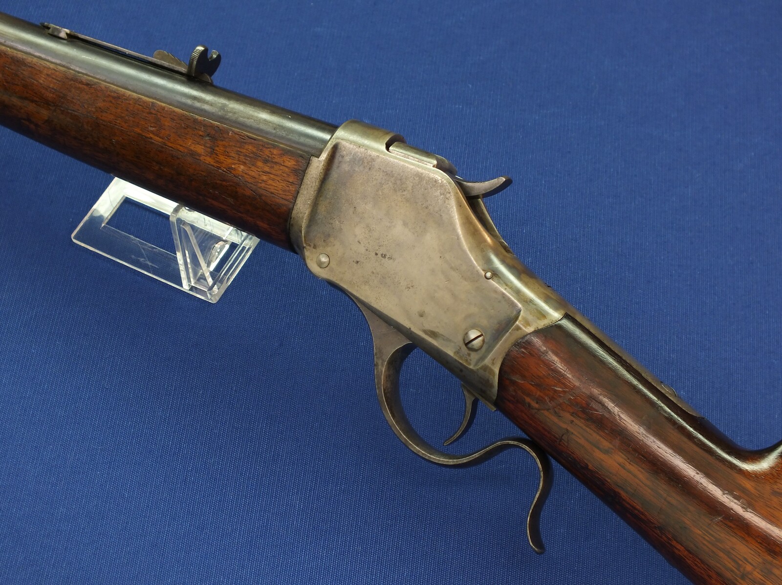 An antique American Winchester Model 1885 High Wall Single Shot Rifle. Caliber 50-95 W.C.F., 30 inch round barrel, numbered 