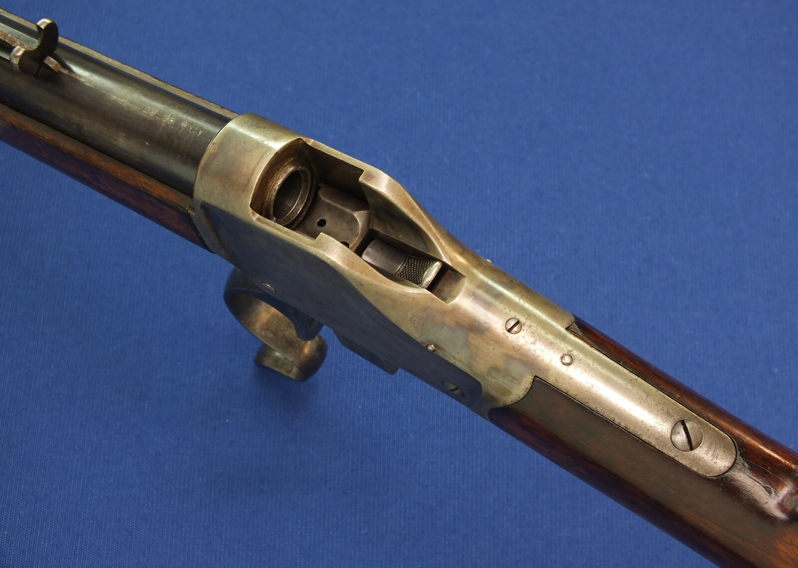 An antique American Winchester Model 1885 High Wall Single Shot Rifle. Caliber 50-95 W.C.F., 30 inch round barrel, numbered 