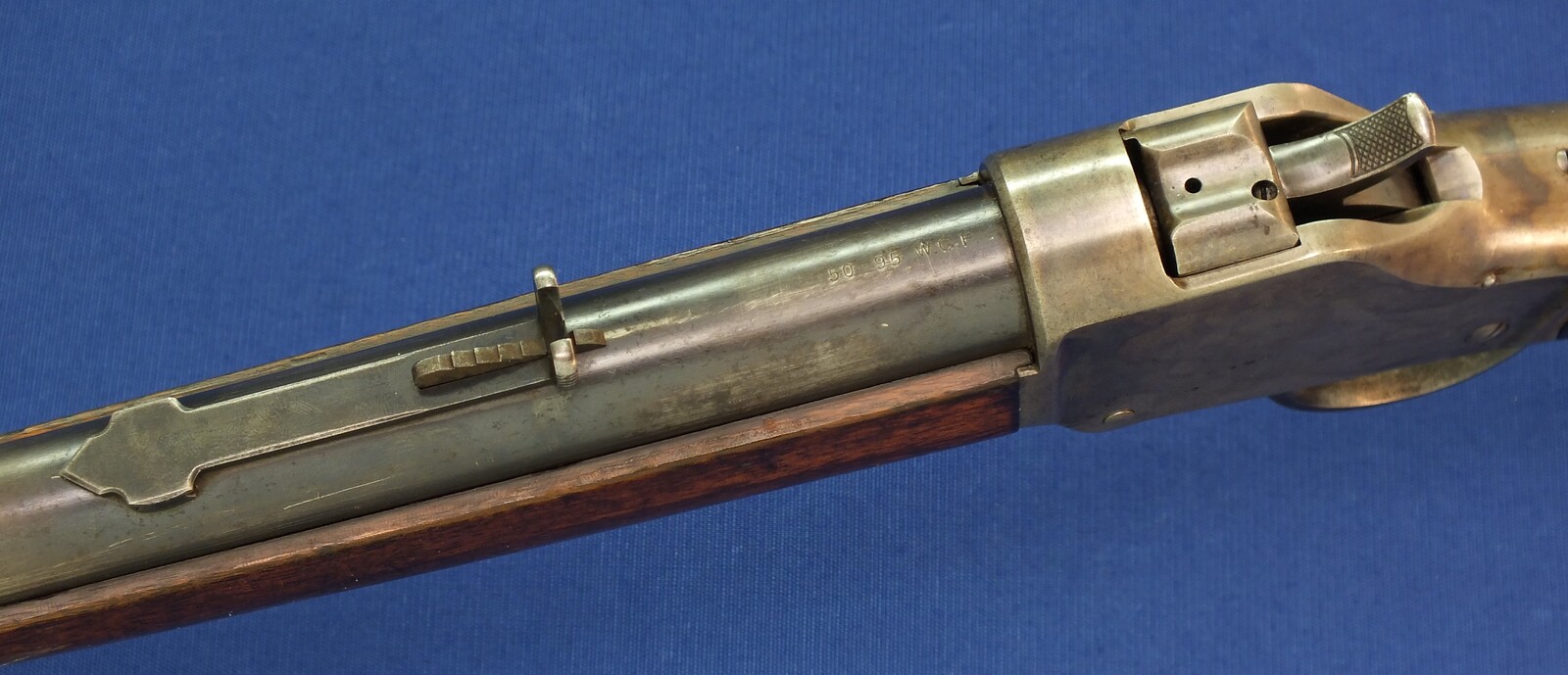An antique American Winchester Model 1885 High Wall Single Shot Rifle. Caliber 50-95 W.C.F., 30 inch round barrel, numbered 