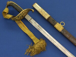 An antique Austrian M1889? circa 1900 State official's officers Sword, with Royal Cypher of Emperor Franz Josef I. With original knot. Length 94cm. In good/very good condition. Price 550 euro.