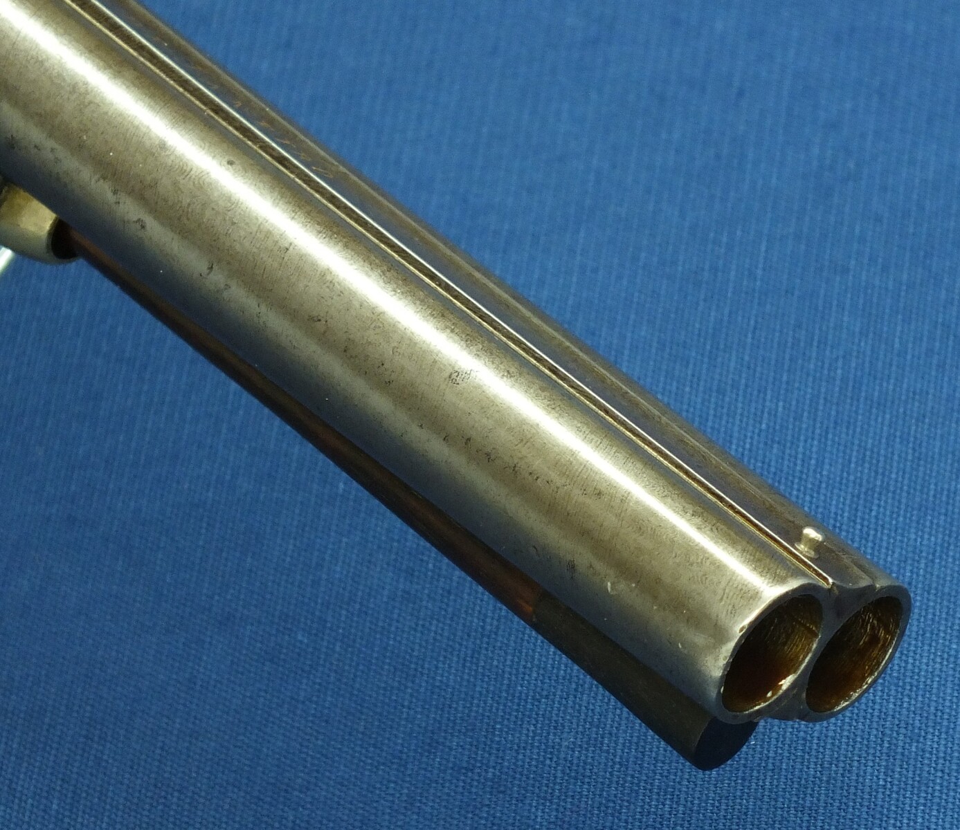 An antique Brazilian/Belgian Double Barreled Percussion Pistol by Laport Irmaos(Laport Freres) A Rio de Janeiro. Caliber 14mm smooth. 8,5 inch Damast barrels. Length 395,cm. In very good condition. Price 1.350 euro.