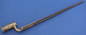 An antique British Pattern 1838-39 Brown Bess Bayonet with Hanoverian Catch. Length 50cm. In very good condition. 