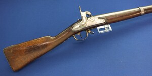 An antique Dutch Model 1815 Percussion Musket, converted from flintlock, caliber 17,5 mm, length 144 cm, in good/very condition. Price 1.750 euro