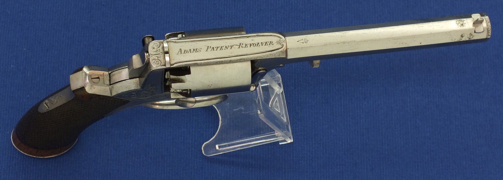 An antique German Adam's Patent 5 shot double action 9mm percussion Revolver. Length 27,5cm. In very good condition. Price 950 euro.