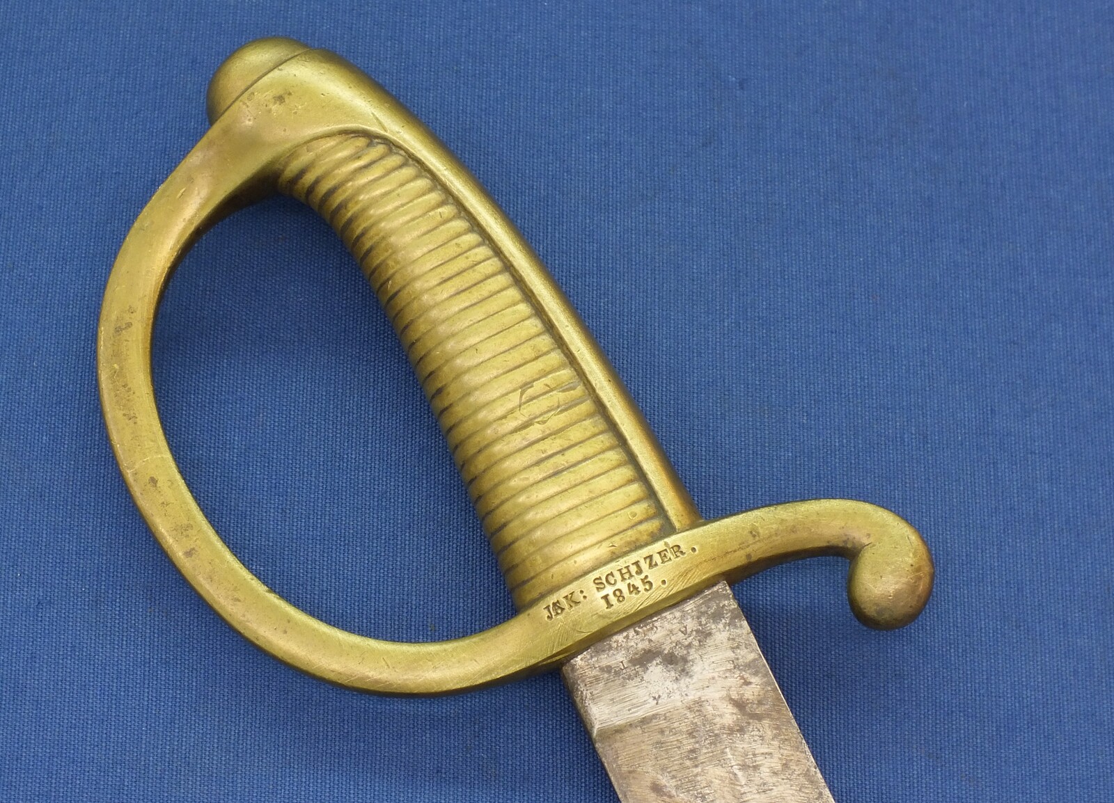 An antique probably Swiss Model AN IX Briquet infantry Sword. Signed Jak Schjzer and dated 1845. Length 74cm. In good condition. Price 150 euro.