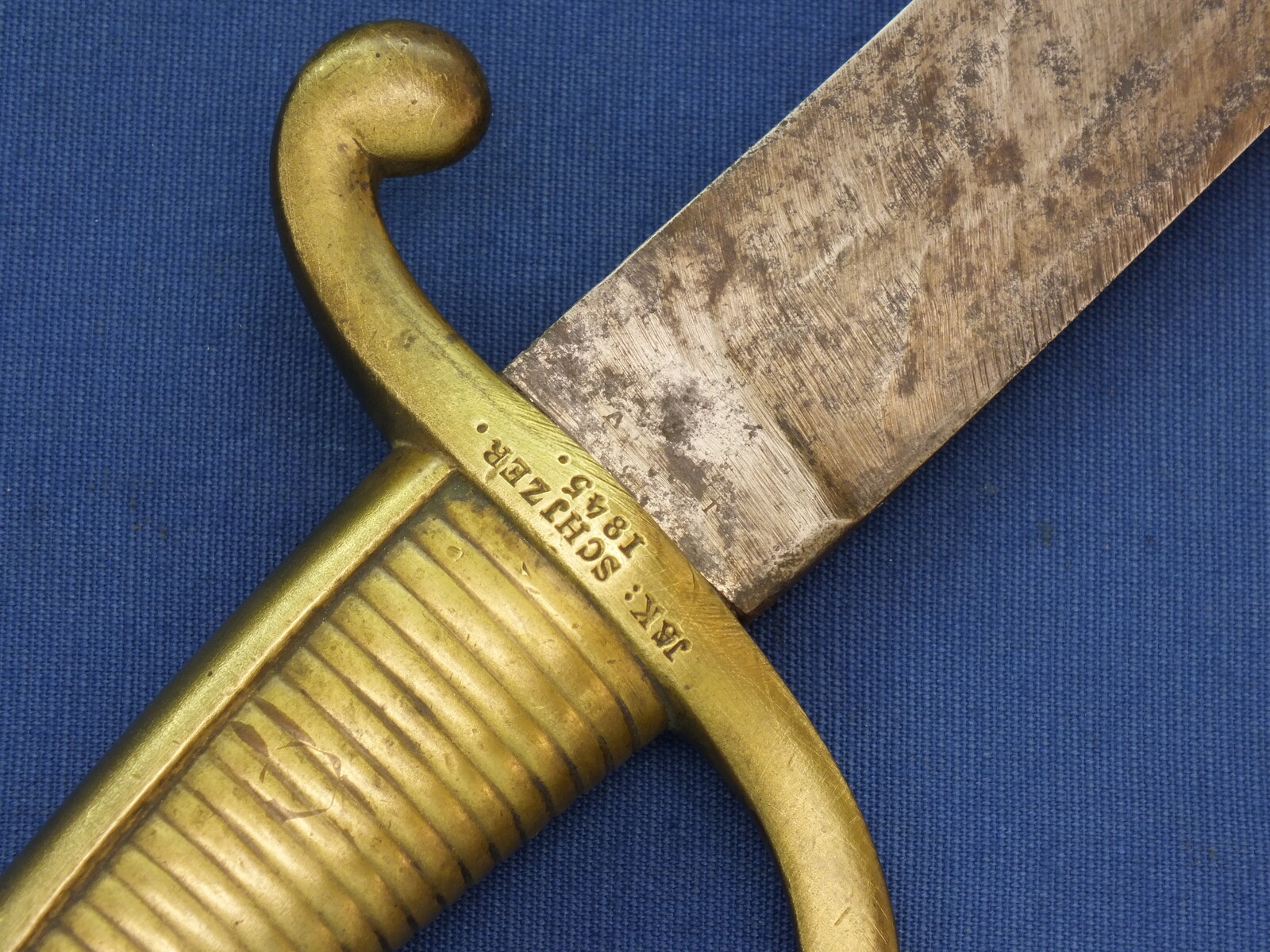 An antique probably Swiss Model AN IX Briquet infantry Sword. Signed Jak Schjzer and dated 1845. Length 74cm. In good condition. Price 150 euro.