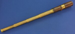An Antique probaly English, 4 drawer Reconnoiterer Telescope with Leather carrying case. Full length 76cm. Diameter 6cm. In very good condition. 