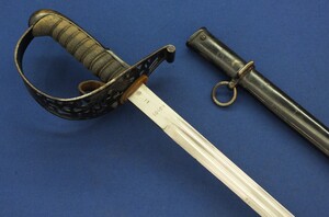 An antique Swiss M1899 infantry officers Sword by E&F Hörster Solingen dated 1912. Length 99cm. In very good condition. Price 495 euro.