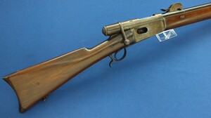 An antique Swiss Vetterli Rifle Model 1881. Caliber 10,4x38/Swiss .41 Rimfire. Length 132cm. In very good condition. Price 850 euro.