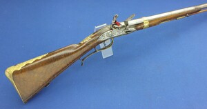 An Antque early 18th century Austrian Flintlock sporting gun by Antoni Marckel in Wien. Length 135cm, 16mm cal. In very good condition. Price 4.350,- euro