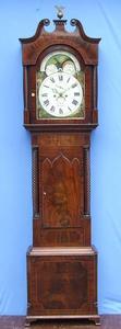 An English mahogany 8-day going antique grandfather clock by W.Massey in Nantwich. 19th century. height 235 cm.  Price 3.800 euro