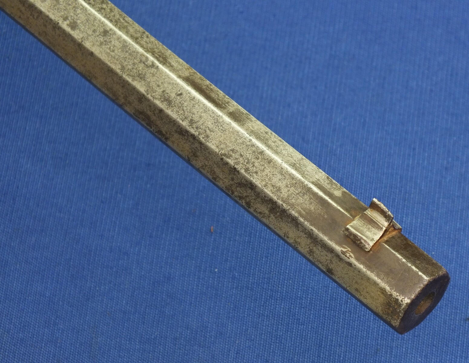 An unrestored Liege Flobert Rifle. Caliber 6mm. 62cm octagonal barrel, length 103cm. In good condition. 